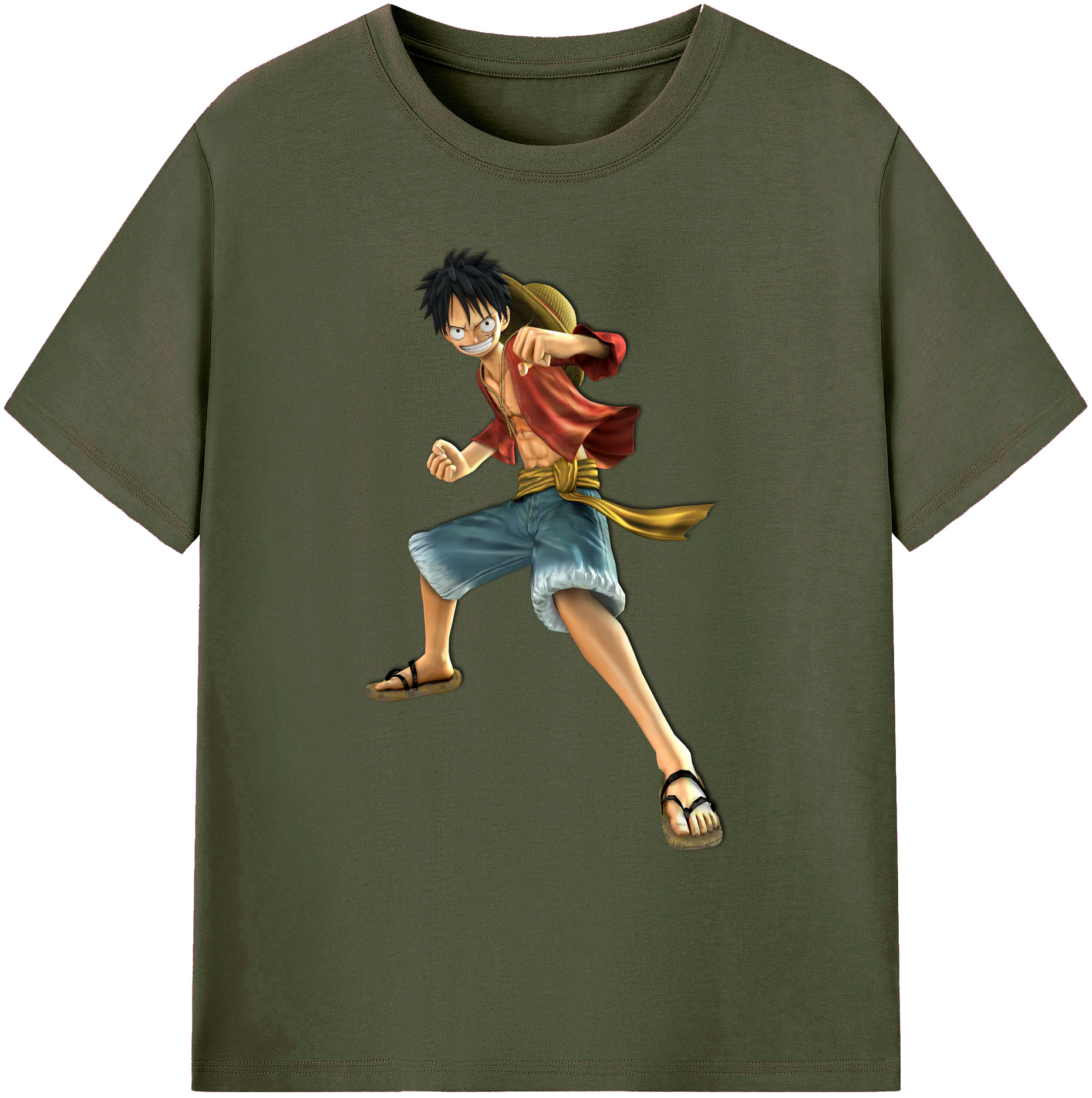 ワンピース モンキー・D・ルフィ ONE PIECE Monkey D. Luffy 綿100％ メンズ半袖Tシャツ｜肌触りやわらか＆通気性
